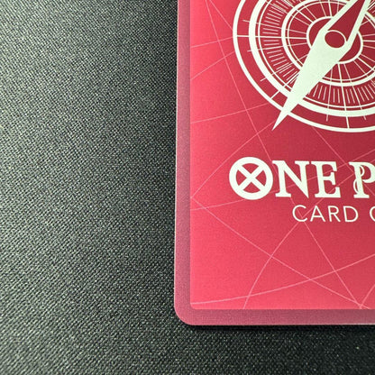 One Piece Card Game Vero Betty Leader Parallel card OP-05-002 with gold lettering in sleeve and loader