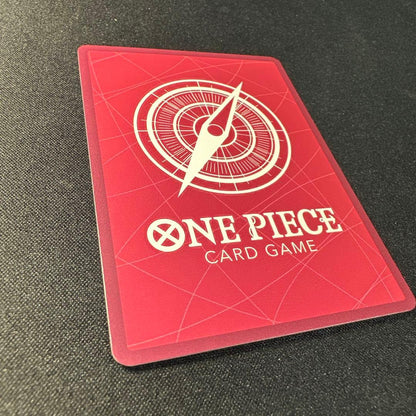 One Piece Card Game Vero Betty Leader Parallel card OP-05-002 with gold lettering in sleeve and loader