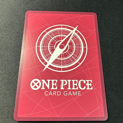 One Piece Card Game Vero Betty Leader Parallel card OP-05-002 with gold lettering in sleeve and loader
