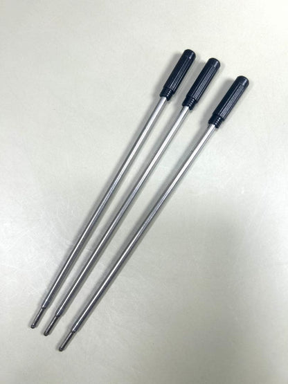Set of three Cross brand black ballpoint pen ink cartridges 0.7mm medium tip 11.6 cm length