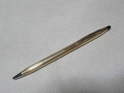 Cross 1980s Black Glass Pen Stand with 12K Gold Plated Ballpoint Pen — Japan Import
