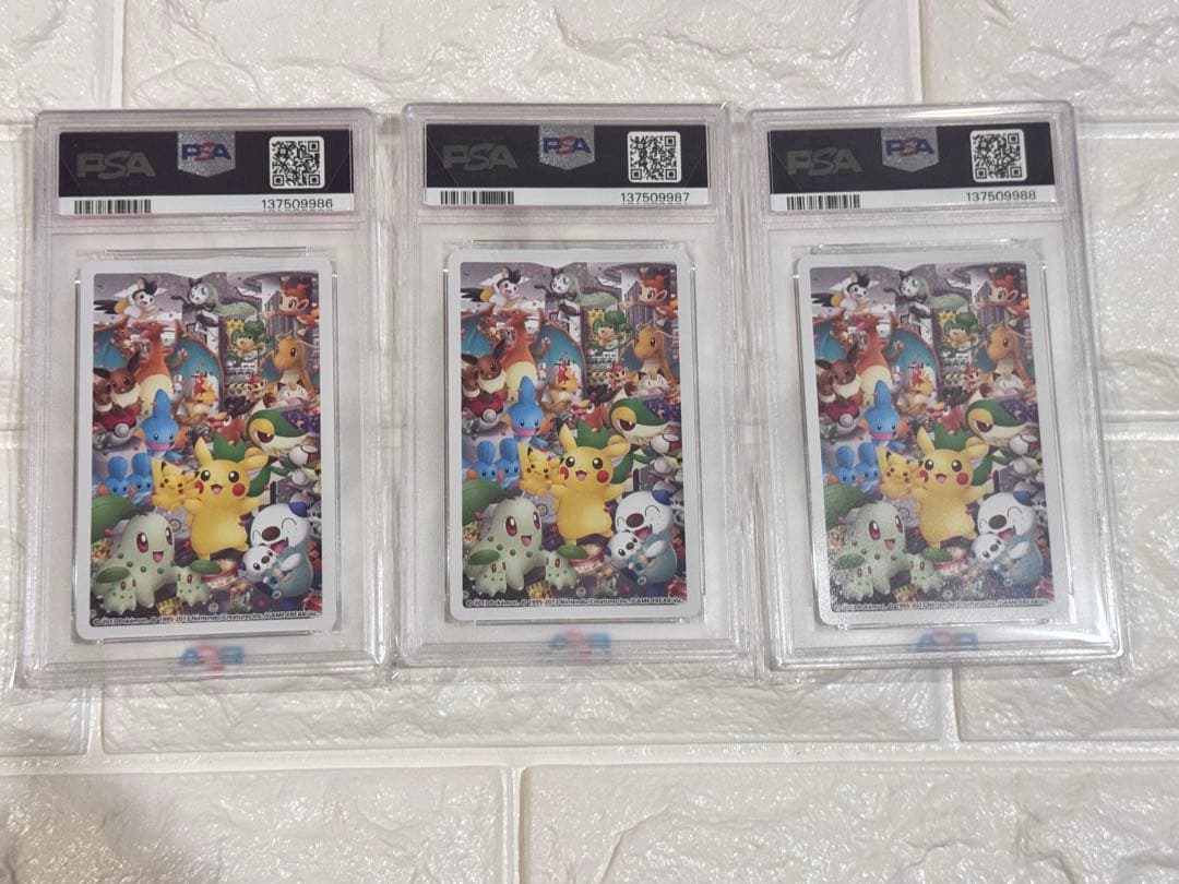 Bandai PSA10 graded Pokemon Center Nagoya playing cards clover set featuring Pikachu Eevee and Mijumaru