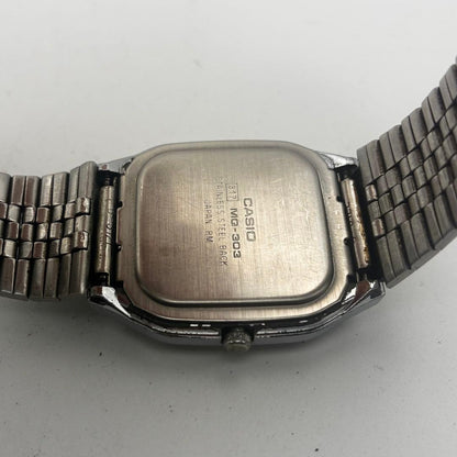 Casio MQ-303 Vintage Square Quartz Watch with Genuine Silver Dial and Stainless Steel Band — Japan Import