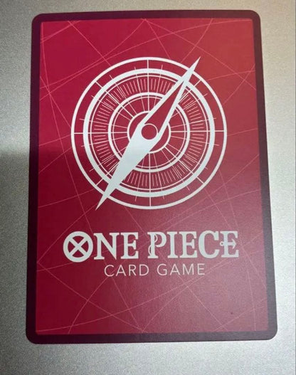 Shanks Leader One Piece trading card with a scratch on the back, front in excellent condition
