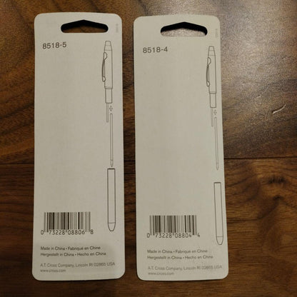 Set of two unopened Cross mini ballpoint pen refills red 8518-5 and black 8518-4 medium point