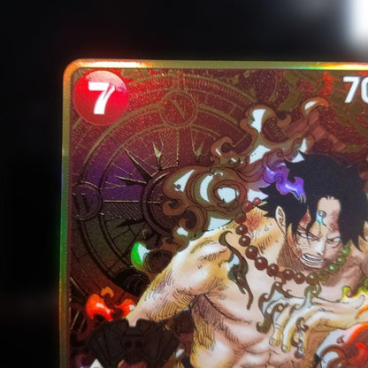 Uno Piece Monkey D Luffy OP05 SR Japanese Card featuring Portgas D. Ace with 2nd Anniversary logo