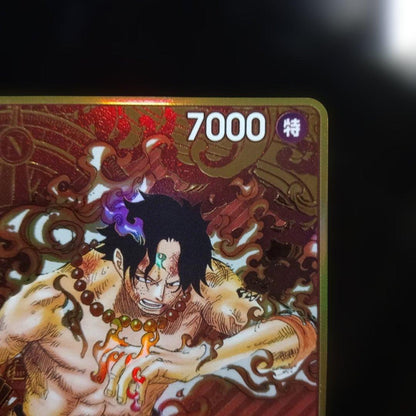 Uno Piece Monkey D Luffy OP05 SR Japanese Card featuring Portgas D. Ace with 2nd Anniversary logo