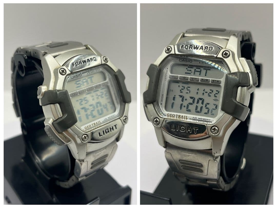 Casio GEO TRAIL Digital Watch with Metal Band Vintage