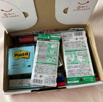 Unspecified Brand Stationery Assortment Including Ink Pad Stapler Post-it Tape Pen and Punch — Japan Import