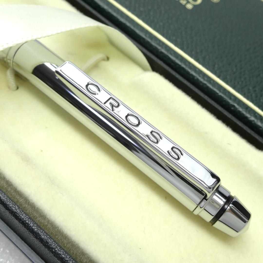 Cross chrome ballpoint pen with box, featuring a sleek metallic finish and Zebra 4C refill