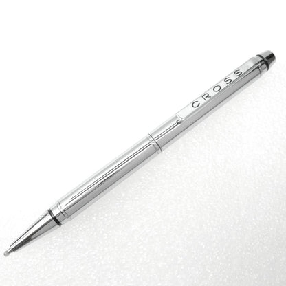Cross chrome ballpoint pen with box, featuring a sleek metallic finish and Zebra 4C refill