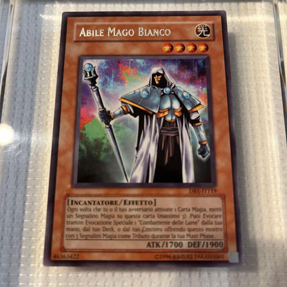 Yugioh Sakuretsu Armor White Mage card embedded in crystal trophy awarded to top tournament winner