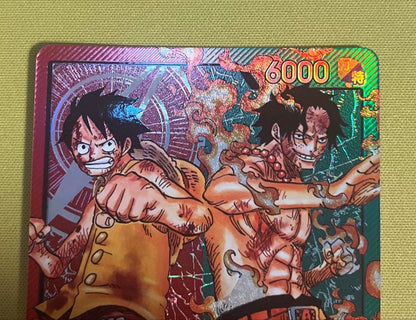 One Piece Luffy & Ace Leader Card ST30-001 single card from Japan featuring characters Luffy and Ace