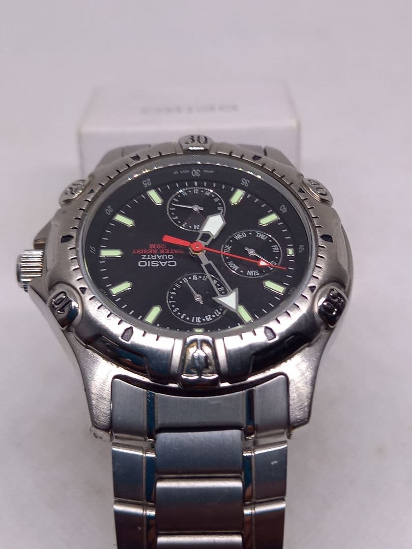 Casio Quartz Watch 100m Water Resistant Black Dial Stainless Steel Band — Japan Import