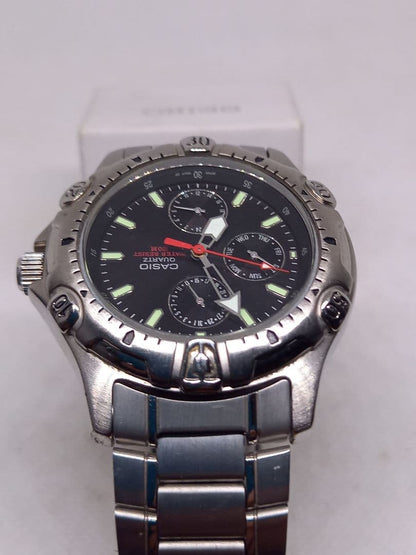 Casio Quartz Watch 100m Water Resistant Black Dial Stainless Steel Band — Japan Import