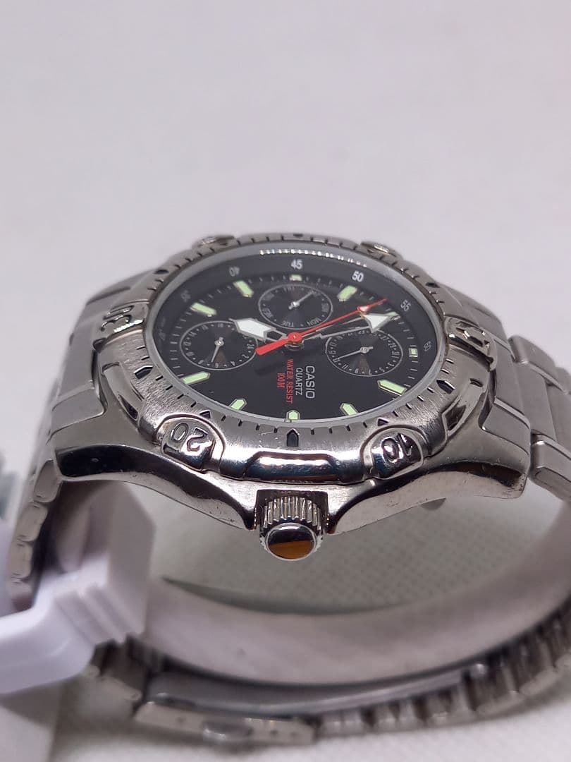 Casio Quartz Watch 100m Water Resistant Black Dial Stainless Steel Band — Japan Import