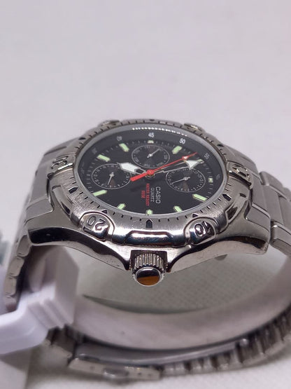Casio Quartz Watch 100m Water Resistant Black Dial Stainless Steel Band — Japan Import