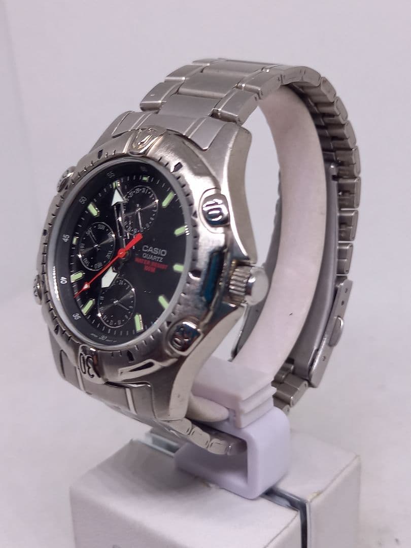 Casio Quartz Watch 100m Water Resistant Black Dial Stainless Steel Band — Japan Import