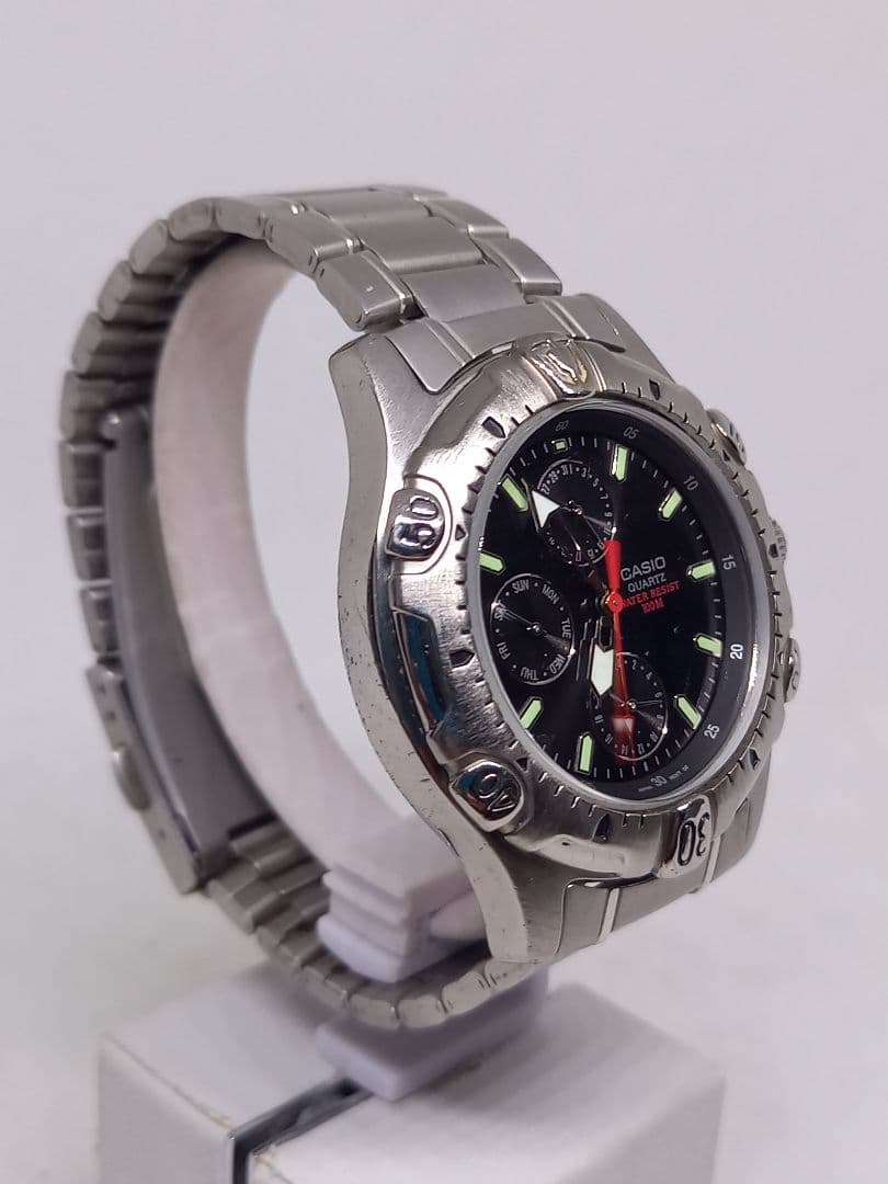 Casio Quartz Watch 100m Water Resistant Black Dial Stainless Steel Band — Japan Import