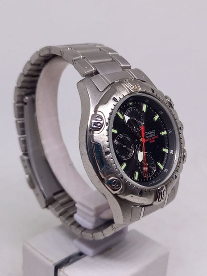 Casio Quartz Watch 100m Water Resistant Black Dial Stainless Steel Band — Japan Import