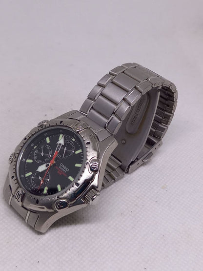 Casio Quartz Watch 100m Water Resistant Black Dial Stainless Steel Band — Japan Import