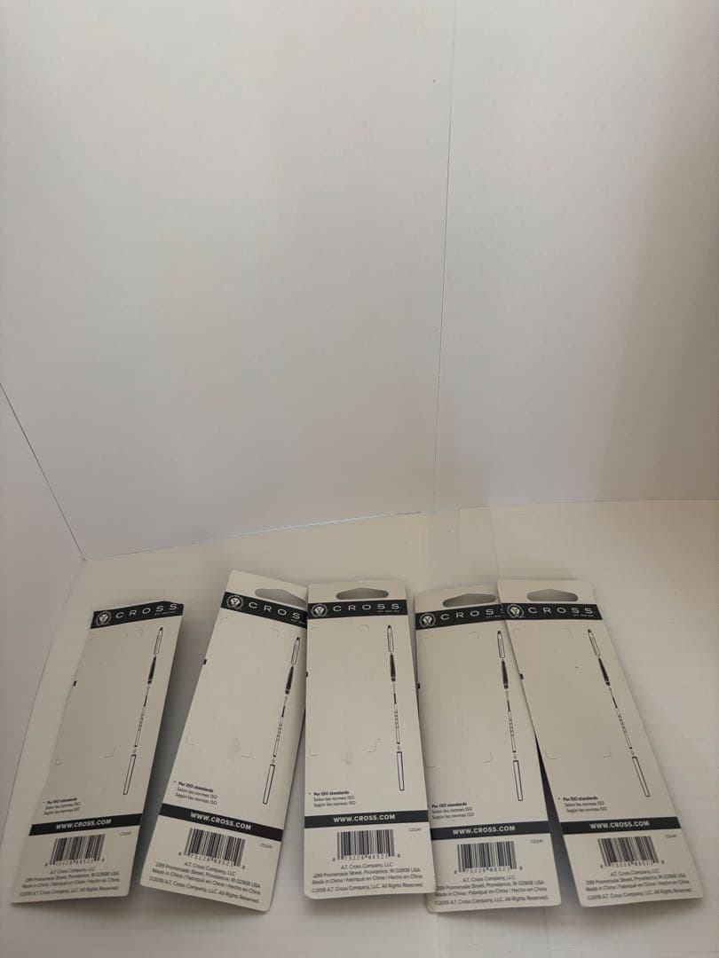 Set of five Cross blue ballpoint pen ink refills for replacement ink cartridges