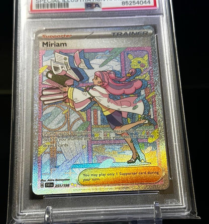 Mimoza Miriam SAR Overseas Version Pokemon Card graded PSA 9 in protective sleeve