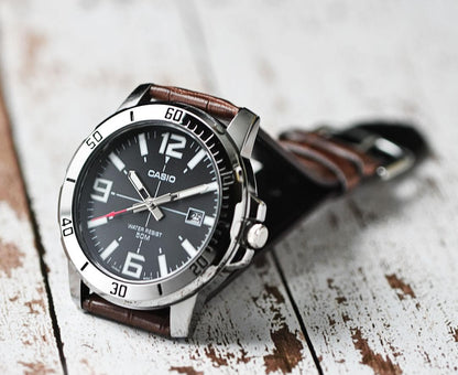 Casio Overseas Model Men’s 50m Water-Resistant Black & Silver Watch