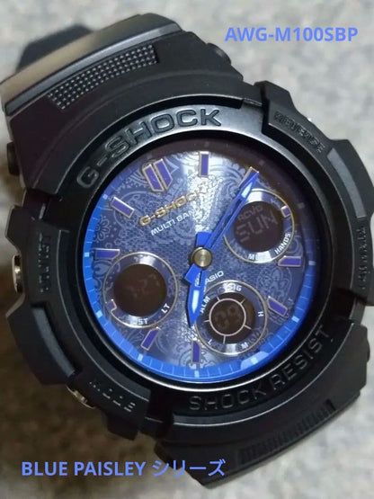Casio G-Shock Series AWG-M100SBP Blue Paisley Solar Watch