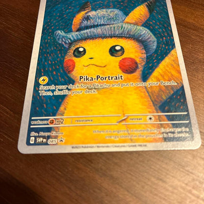 Gogh Pikachu Japanese trading card featuring Pikachu with grey felt hat from limited edition Gogh Museum series