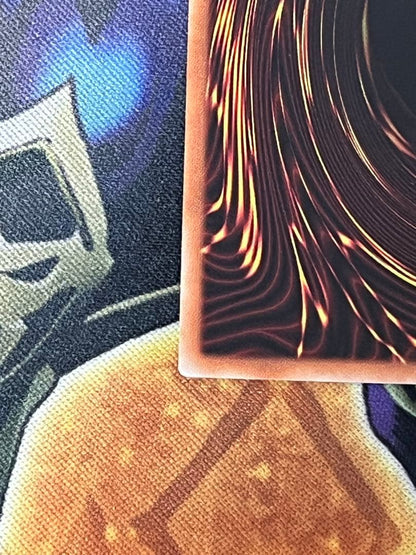 Black Magician Girl 20th Anniversary trading card with scratches and white flecks visible