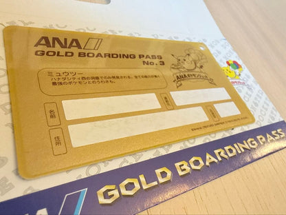 Ana Pokemon Gold Boarding Pass featuring Mewtwo from the Pokemon Jet launch event, gold color, Japan import