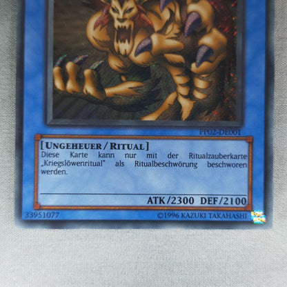 Yu-Gi-Oh! Super War Lion German Version Secret Rare collectible card showing front artwork