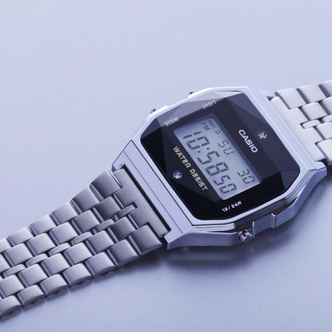 Casio A-159WAD-1 Diamond Accented Cheap Casio with Box — Japan Import