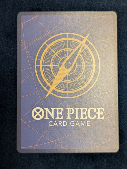 One Piece Card Game Yamato SP OP01-121 Parallel card with faint line scratch on back, shown in protective sleeve