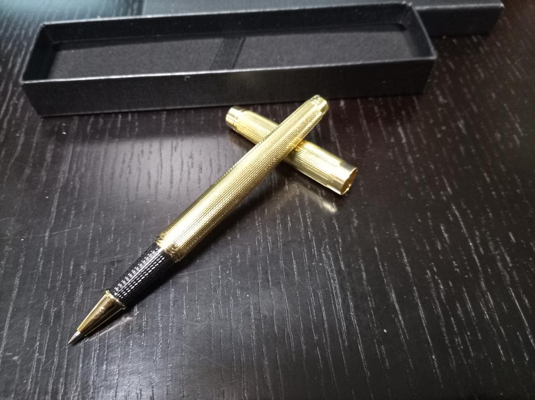 Brandless Elegant Champagne Gold Ballpoint Pen with Black Gel Refill
