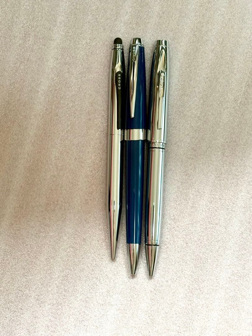 Cross Ballpoint Pen Set of Three in Blue and Silver — Japan Import
