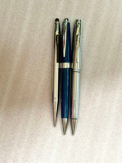 Cross Ballpoint Pen Set of Three in Blue and Silver — Japan Import