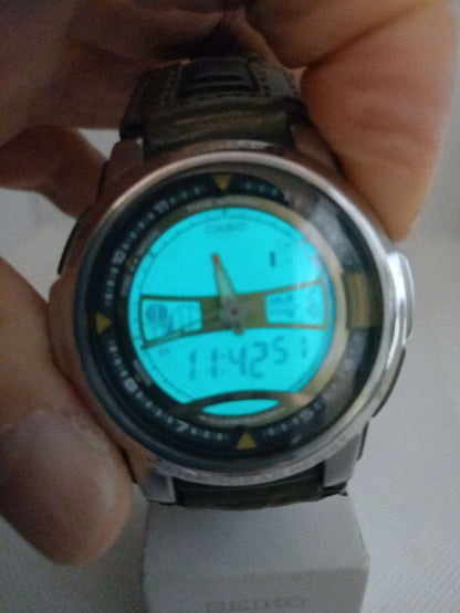 Casio Analog Digital Tide Graph Moon Silver Men's Watch — Japan Import