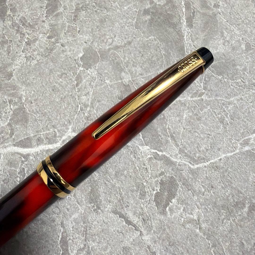 Cross Vintage Marbled Dark Red Ballpoint Pen with Gold Accents