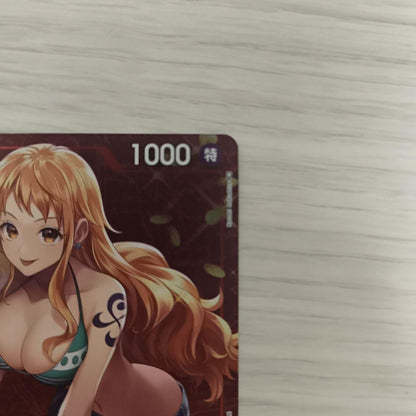One Piece Wano Character Card featuring Nami from Straw Hat Pirates, model ST01-007, Japanese promo card