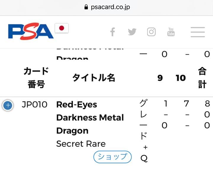 Yugioh Red-Eyes Darkness Metal Dragon Secret PSA 10 card Japanese edition