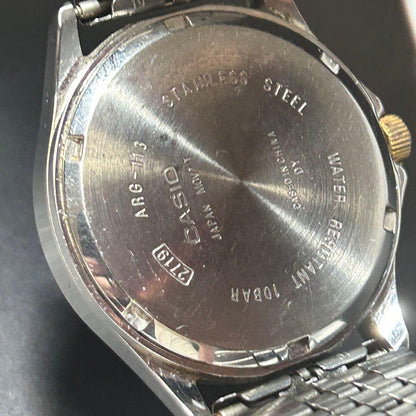 Casio Argent Model ARG-113 Quartz Watch with Silver Dial and Metal Band — Japan Import