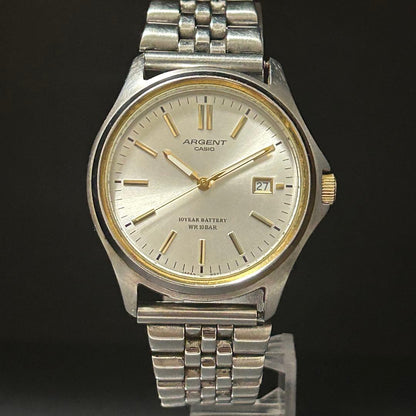 Casio Argent Model ARG-113 Quartz Watch with Silver Dial and Metal Band — Japan Import