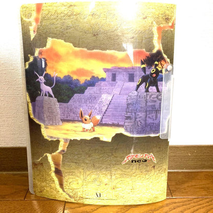 Bandai Japanese Pokemon Card Neo Premium File from Crystal Tower movie theater with slight warping and scratches