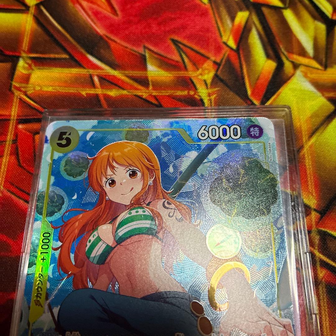 One Piece Nami EB03-053 parallel SR yellow trading card from Japanese anime series