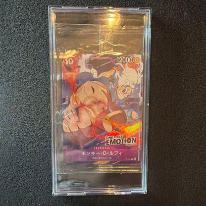 One Piece Monkey D. Luffy Emotion limited edition card in pink and purple with clear case, Japan import