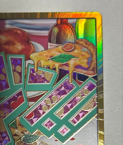 One Piece Don Card Gold Don Jewelry featuring Bonnie Pizza with included sleeves and loader for storage