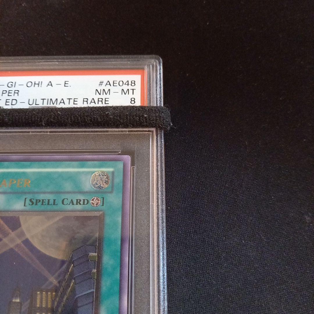 Yugioh Skyscraper Old Asia Relief Card graded PSA 8 showing front with detailed relief design