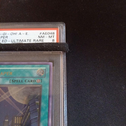 Yugioh Skyscraper Old Asia Relief Card graded PSA 8 showing front with detailed relief design